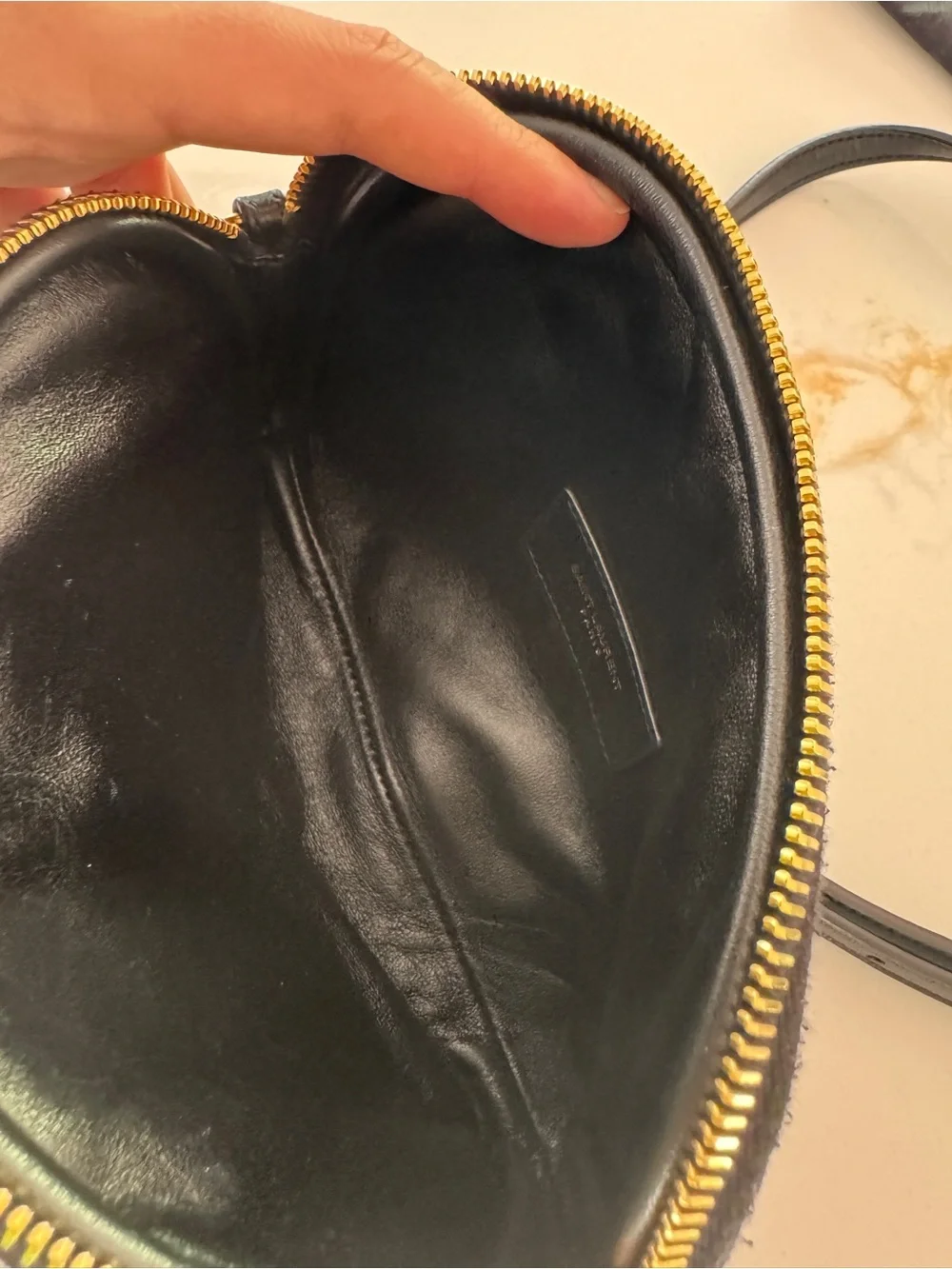 Saint Laurent YSL Gaby Zipped Pouch Crossbody Bag in Black Quilted Lambskin